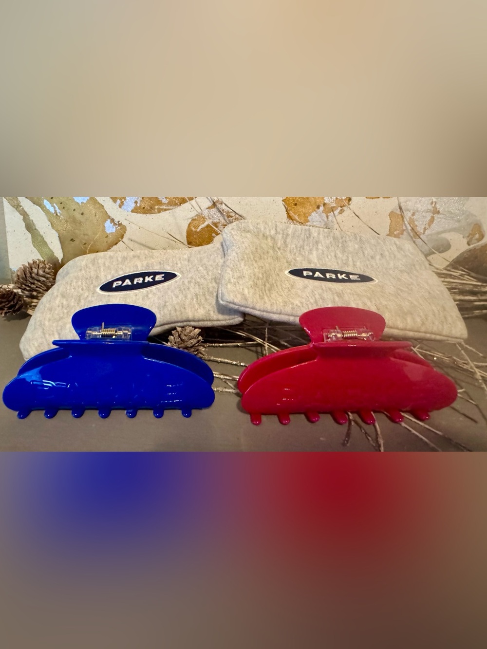 BNWT PARKE Blue and Pink Hair Claw Clips - lot of 2